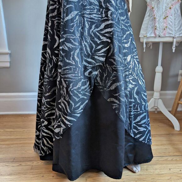 Vintage 90s Jody California Ball Gown Regency Empire Prom Dress Zebra Glitter - Picture 7 of 12